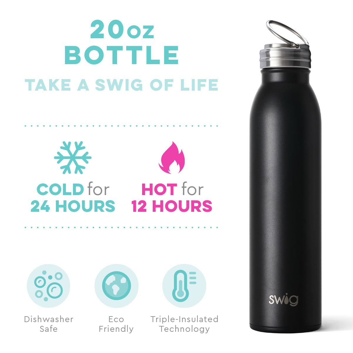 Swig 20oz Bottle Matte Black